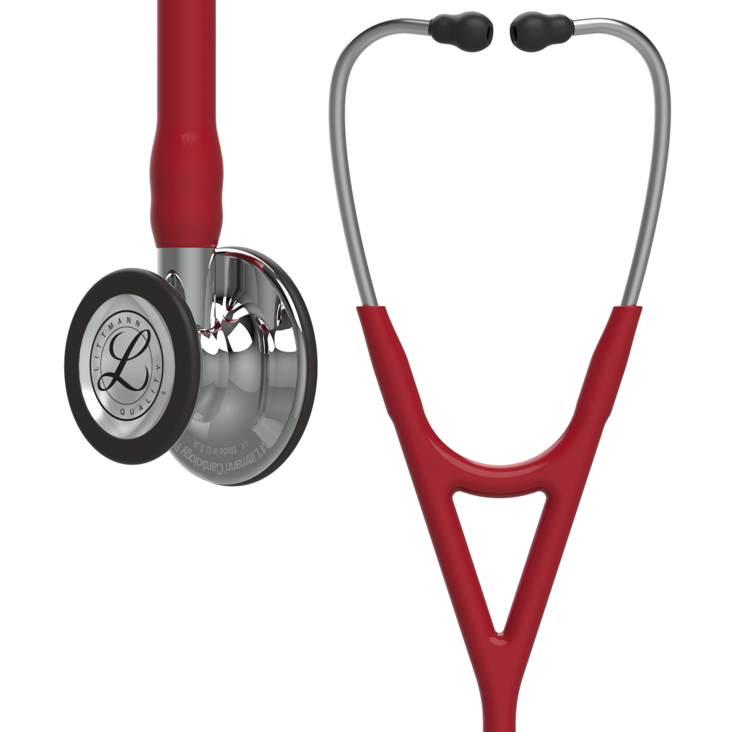 3M™ Littmann® Kardiyoloji IV™ Stetoskop 6170, Yansıyan Parlak Yüzey Dinleme Çanı ve Kök, Paslanmaz Kulaklık, 27 inç, Bordo Hortum